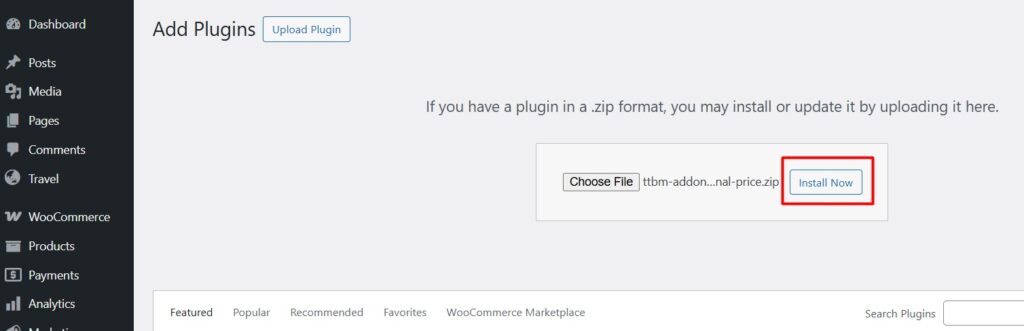 upload addon